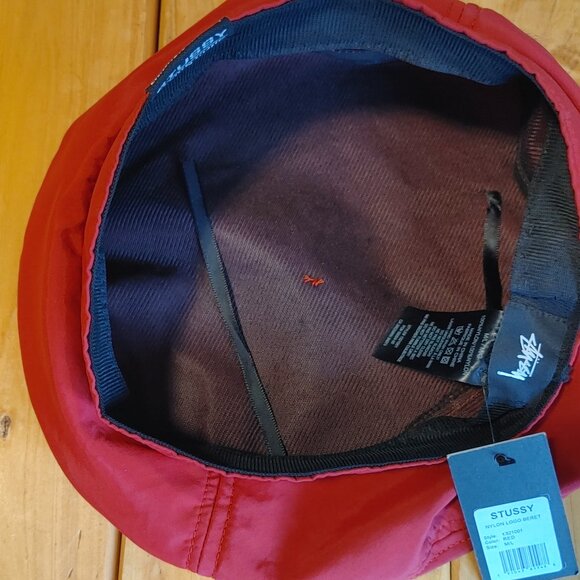 NWT Women's Stussy Red Nylon Logo Beret - Picture 7 of 11
